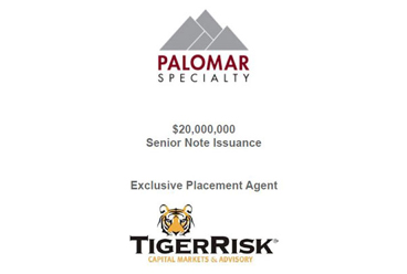 Palomar $20 Million Senior Note Issuance